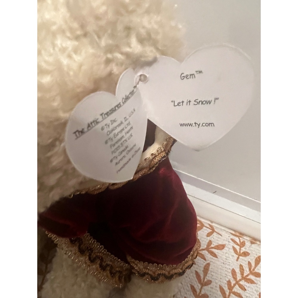 Ty Attic Treasures Gem Let It Snow Teddy Bear Plush Red Velvet Cloak Hooded 1993 - Picture 6 of 6